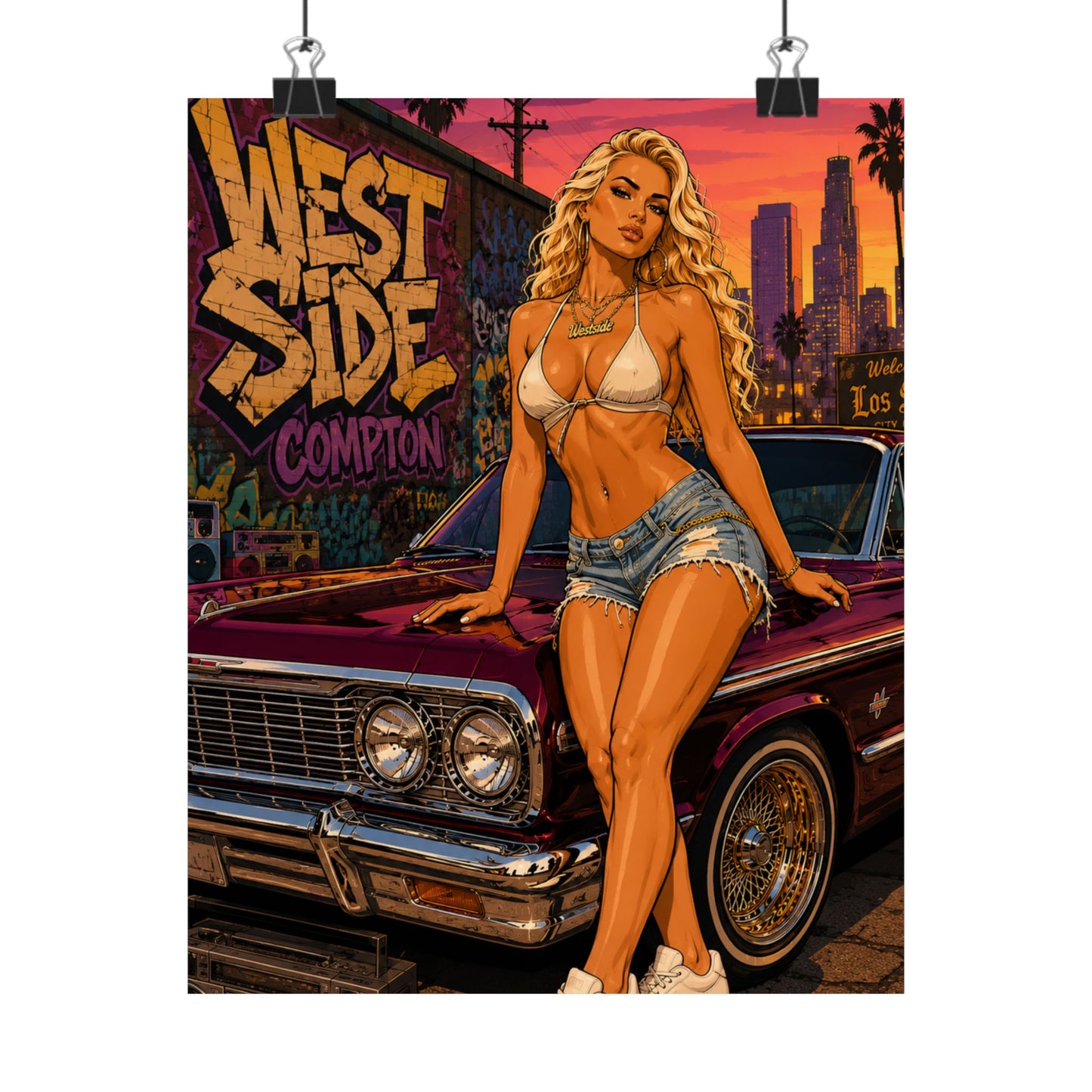 Westside Sunset Lowrider Poster (8" x 10")