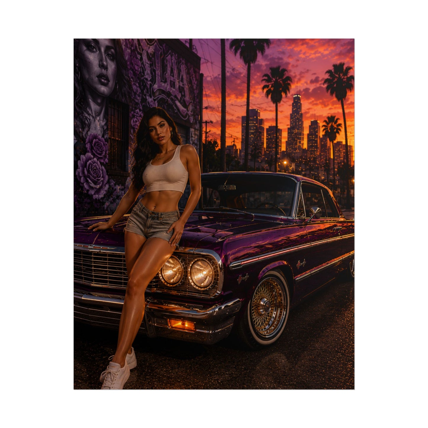 LA Sunset Lowrider Nights Poster (8" x 10")