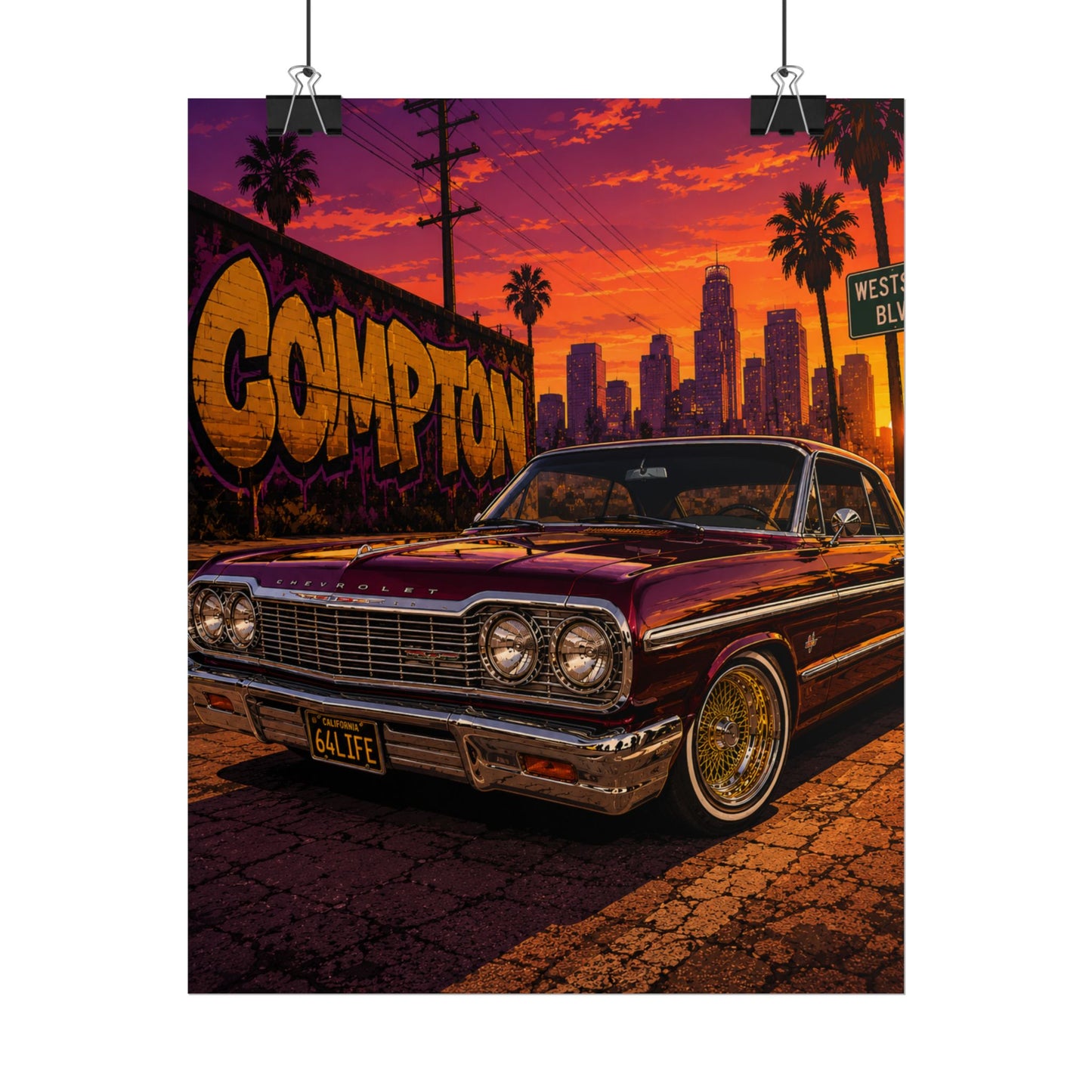 Compton Sunset Lowrider Poster (8" x 10")