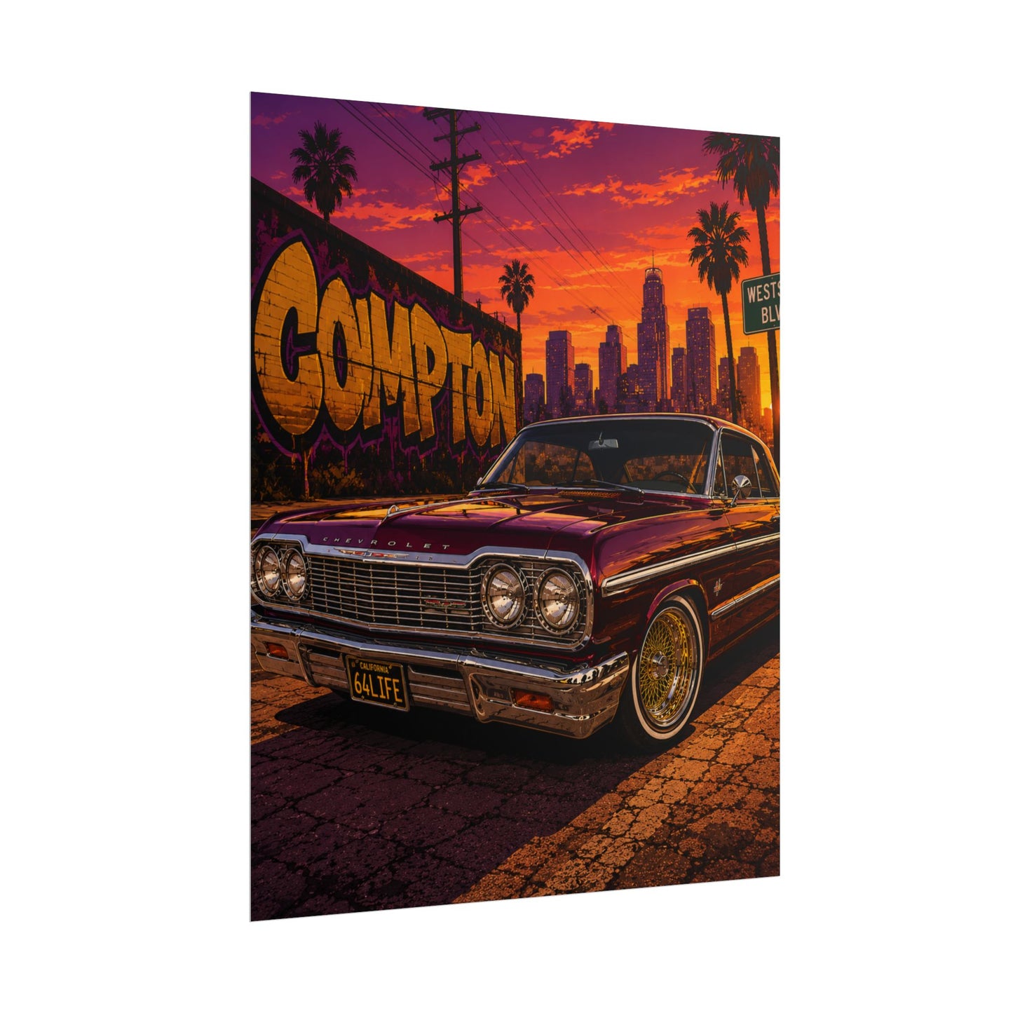 Compton Sunset Lowrider Poster (8" x 10")